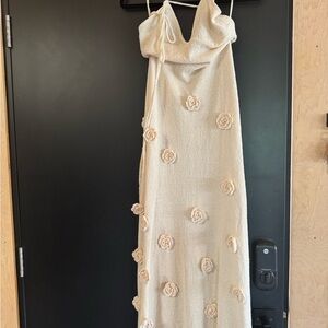 MESHKI SUKI DRESS - CROCHET FLORAL MAXI DRESS